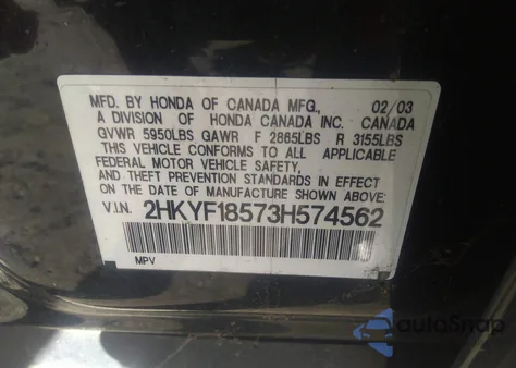 2003 Honda Pilot Ex-L из США, поврежденный, VIN 2HKYF18573H574562